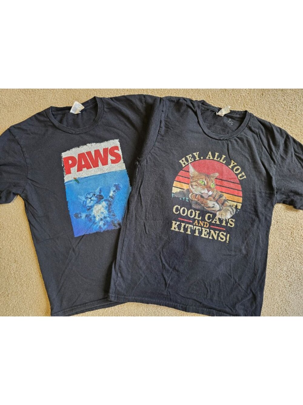 Unisex Cat-Themed Graphic T-Shirts 2-Pack Youth Large